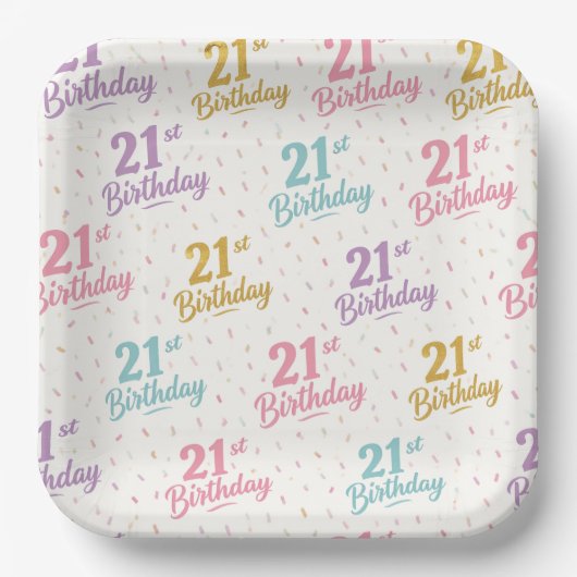 21. Geburtstag Papier-Teller, Einundzwanzigster Pa Pappteller (Vorderseite)
