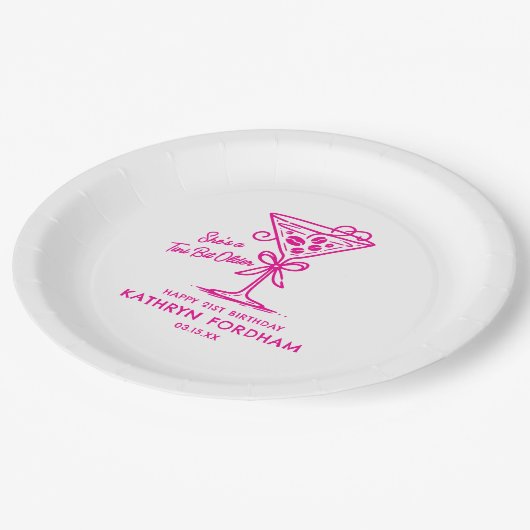 21. Geburtstag Papierplatte Espresso Martini Pappteller (Schrägansicht)