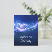 21. Geburtstag Party Abstrakt Blue Explode Moderne Einladung (Stehend Vorderseite)