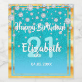 21. Geburtstag Party aquamariner blauer Diamanten Weinetikett (Einzelnes Label)