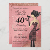 21. Geburtstag Party Bash - Rose Einladung (Vorne/Hinten)