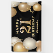 21. Geburtstag Party Black and Gold Balloons Banner (Vertikal)