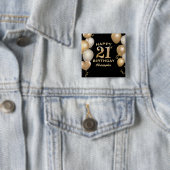 21. Geburtstag Party Black and Gold Balloons Button (Beispiel)