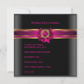 21. Geburtstag Party Black Pink Silk Gold Jewel Einladung (Rückseite)