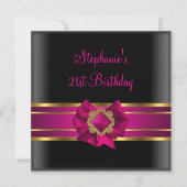 21. Geburtstag Party Black Pink Silk Gold Jewel Einladung (Vorderseite)