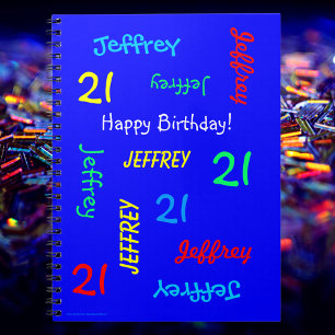 21. Geburtstag Party Blue Gast Book, Wiederholung Notizblock