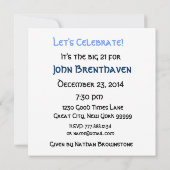 21. Geburtstag Party Blue Stripe Kerzen Gerecycelt Einladung (Rückseite)