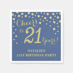 21. Geburtstag Party Blue und Gold Diamond Napkins Serviette