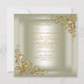 21. Geburtstag Party Cream Gold Diamond Einladung (Rückseite)