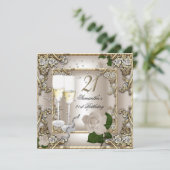 21. Geburtstag Party Cream Gold Rose Silver Einladung (Stehend Vorderseite)