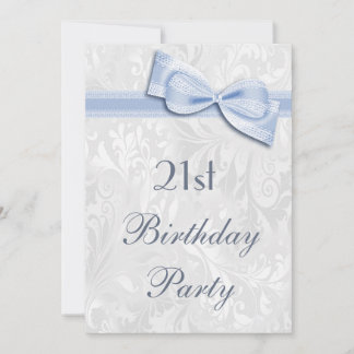 21. Geburtstag Party Damask and Imitate Bow Einladung
