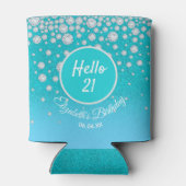 21. Geburtstag Party Diamanten aquamarin blauer Gl Dosenkühler (Rückseite)