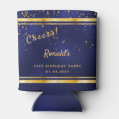 21. Geburtstag Party Dunkelmarineblau Goldjubeln Dosenkühler (Rückseite)