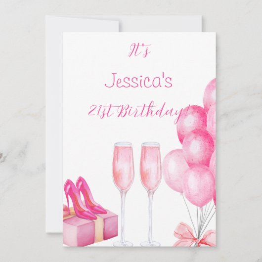 21. Geburtstag Party Einladen von Handillustration Einladung (Vorderseite)