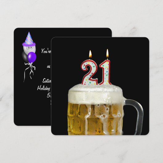 21. Geburtstag Party Einladung (Vorne/Hinten)