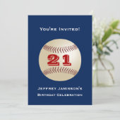 21. Geburtstag Party Einladung Baseball (Stehend Vorderseite)