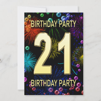 21. Geburtstag Party Einladung Feuerwerk Blasen
