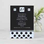 21. Geburtstag Party Einladung Moderne 21 in Blau (Stehend Vorderseite)