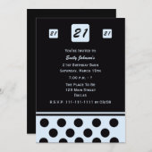 21. Geburtstag Party Einladung Moderne 21 in Blau (Vorne/Hinten)