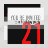 21. Geburtstag Party Einladungen (Vorne/Hinten)