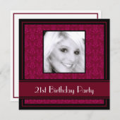 21. Geburtstag Party Einladungen Damask Burgund (Vorne/Hinten)