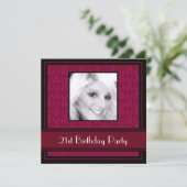 21. Geburtstag Party Einladungen Damask Burgund (Stehend Vorderseite)