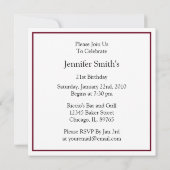 21. Geburtstag Party Einladungen Damask Burgund (Rückseite)