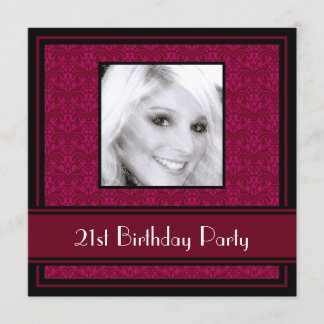 21. Geburtstag Party Einladungen Damask Burgund