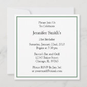 21. Geburtstag Party Einladungen Damask Green (Rückseite)