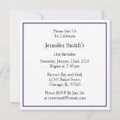 21. Geburtstag Party Einladungen Damask Lila (Rückseite)