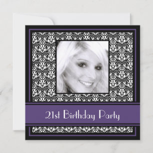 21. Geburtstag Party Einladungen Damask Lila
