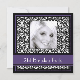 21. Geburtstag Party Einladungen Damask Lila
