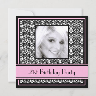 21. Geburtstag Party Einladungen Damask Pink