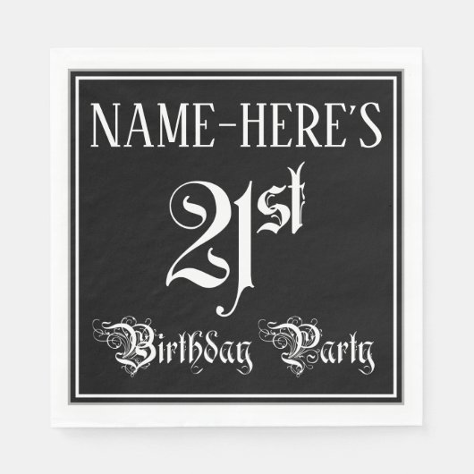 21. Geburtstag Party — Extravagantes Script + Indi Serviette (Vorderseite)