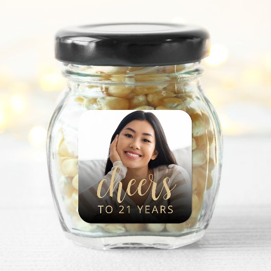 21. Geburtstag Party Foto Cheers Quadratischer Aufkleber