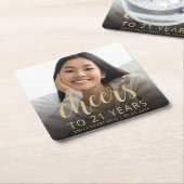 21. Geburtstag Party Foto Cheers Rechteckiger Pappuntersetzer (angewinkelt)