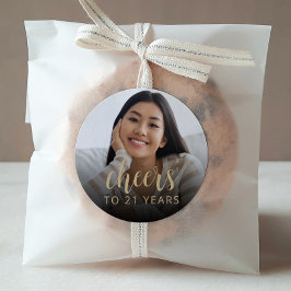 21. Geburtstag Party Foto Cheers Runder Aufkleber