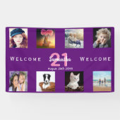 21. Geburtstag Party Foto Collage Mädchen lila Banner (Horizontal)