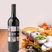 21. Geburtstag Party Foto Collage schwarz Weinetikett