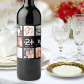 21. Geburtstag Party Foto Collage schwarz Weinetikett