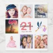 21. Geburtstag Party Foto Collage Weinetikett (Einzelnes Label)