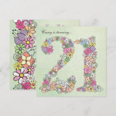 21. Geburtstag Party Frühjahr Blüte individuelle E Einladung (Vorne/Hinten)