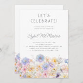 21. Geburtstag Party Frühling Aquarellblume Einladung (Vorne/Hinten)