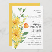 21. Geburtstag Party Frühlingsgelbe Blüte Einladung (Vorne/Hinten)
