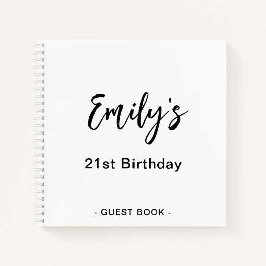 21. Geburtstag Party Gästebuch | SCHWARZ-WEISS Notizblock (Vorderseite)