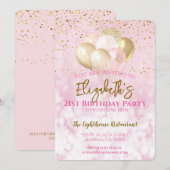 21. Geburtstag Party Glamour Pink Einladung (Vorne/Hinten)