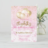 21. Geburtstag Party Glamour Pink Einladung (Stehend Vorderseite)