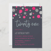 21. Geburtstag Party Glitzer Konfetti Einladung (Vorderseite)