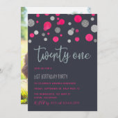 21. Geburtstag Party Glitzer Konfetti Einladung (Vorne/Hinten)