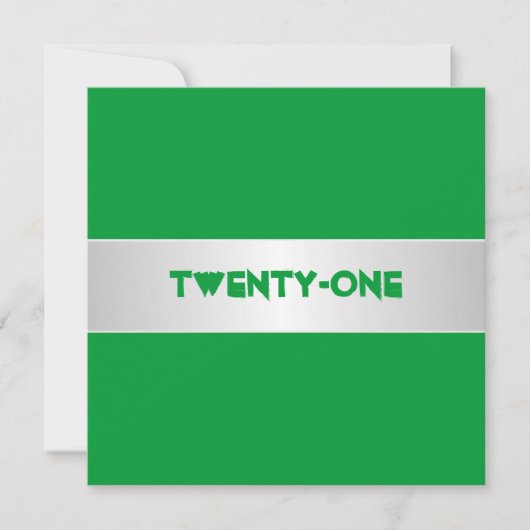 21. Geburtstag Party grün und weiß Einladung (Vorderseite)